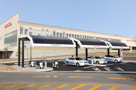 Solar-powered charging station in Japan, United States and China